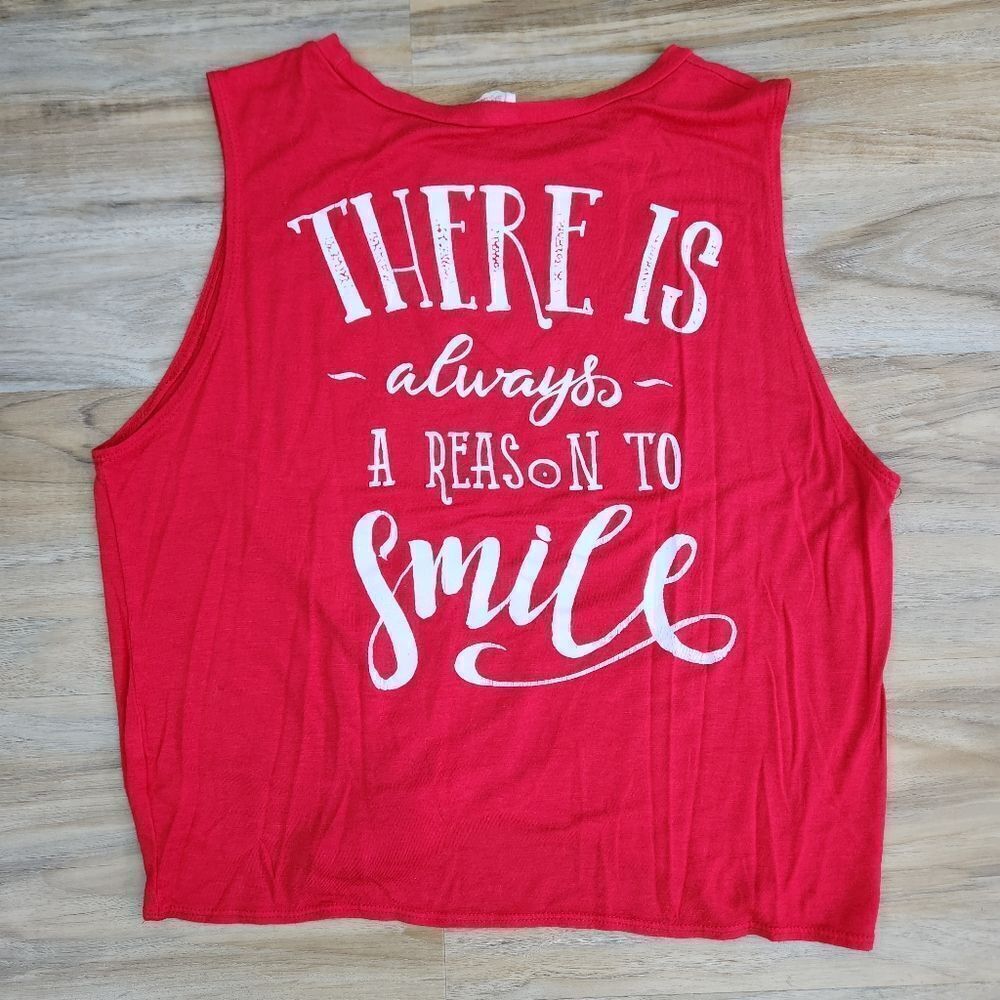 🩵Dirtee Laundry Red "Smile" Knotted Sleeveless Top Medium